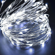 Vánoční LED světelná mikro řetěz na baterie - 100LED - 9,9M Studená bílá