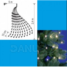 Vánoční LED svazek svítících řetězců s časovačem - 10 řetězců po 25ks LED - 2,4m - Studená bílá