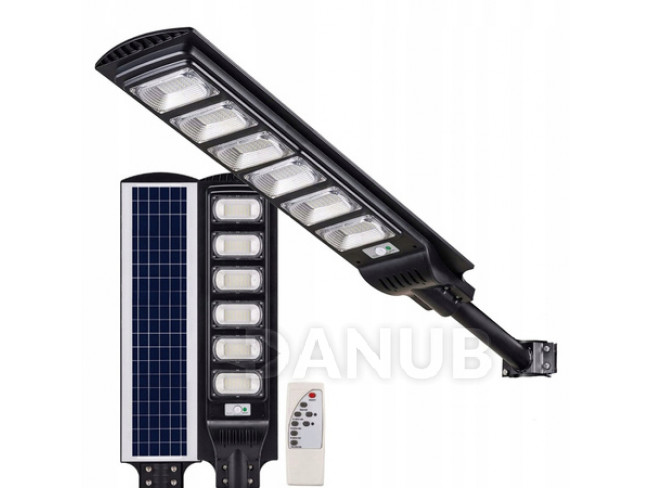 LED solární pouliční svítidlo 2000W - 6500K - s držákem a dálkovým ovládáním - černé