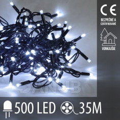 Vánoční LED světelný řetěz venkovní - 500LED - 35M Studená bílá