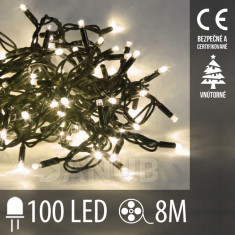 Vánoční LED světelný řetěz vnitřní - 100LED - 8M Teplá bílá