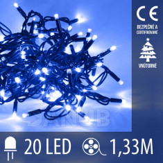 Vánoční LED světelný řetěz vnitřní - 20LED - 1,33M Modrá