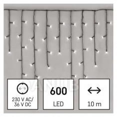 Vánoční řetěz Rampouch multifun. 10 m 600 LED studená bílá