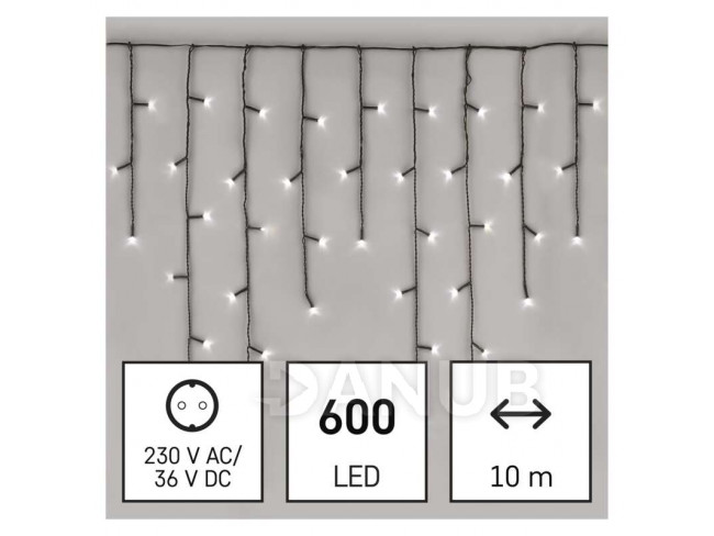 Vánoční řetěz Rampouch multifun. 10 m 600 LED studená bílá