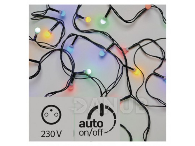 LED vánoční cherry řetěz - kuličky, 20m, multicolor, čas.