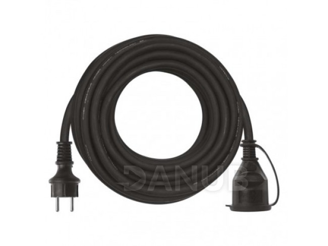 Vnější prodlužovací kabel 10 m / 1 zásuvka / černý / guma-neopren / 230 V / 1,5 mm2