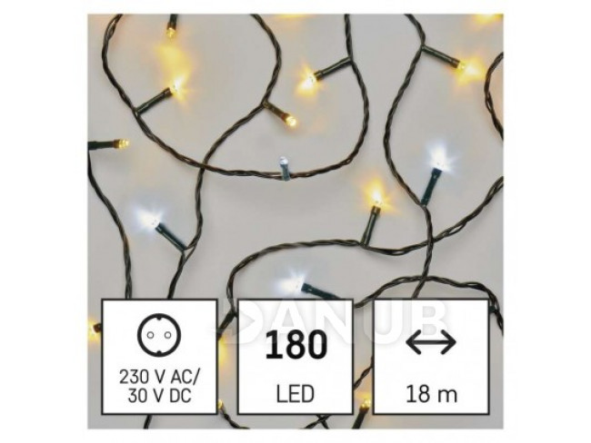 LED vánoční řetěz blikající, 18 m, vnější i vnitřní, teplý/studený bílý, časovač