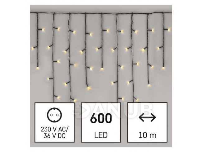 Vánoční řetěz rampouch multifunkční 10 m 600 led teplá bílá