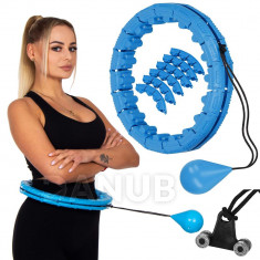 Hula hoop se zátěží a zeštíhlujícím masérem - 24 výstupků - modrá