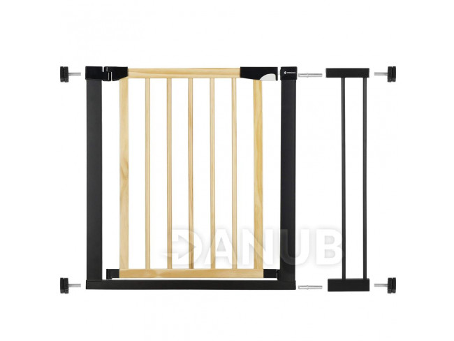 Bezpečnostní bariérová zabrána pro schody a dveře - černá/dřevo - 75-96 cm