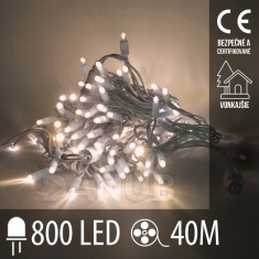 Vánoční led světelný řetěz vnější - 800led - 40m teplá bílá