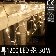 Vánoční led světelná záclona vnější - 1200led - 30m teplá bílá